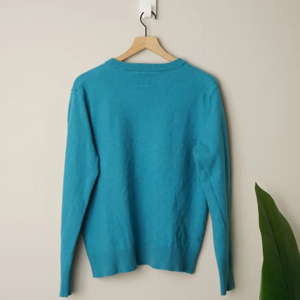 The North Face Wool/Cotton Blend 2000s Vintage Sweater Knit Y2K Long Sleeve Blue